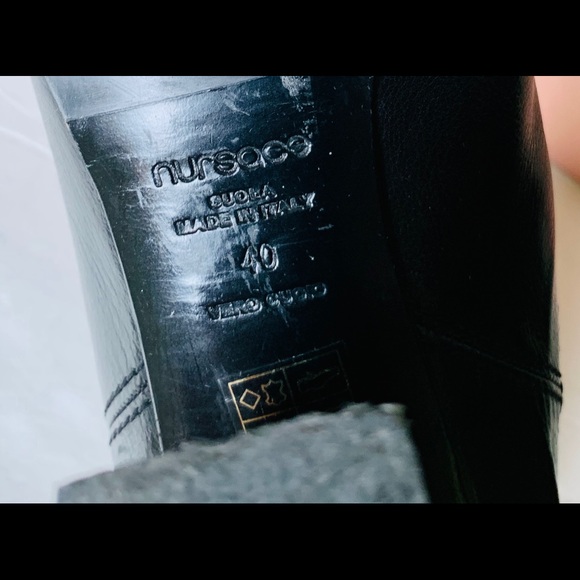 Shiny soft black real leather booties lightweight platform highcut ankle US 10 - Picture 9 of 9